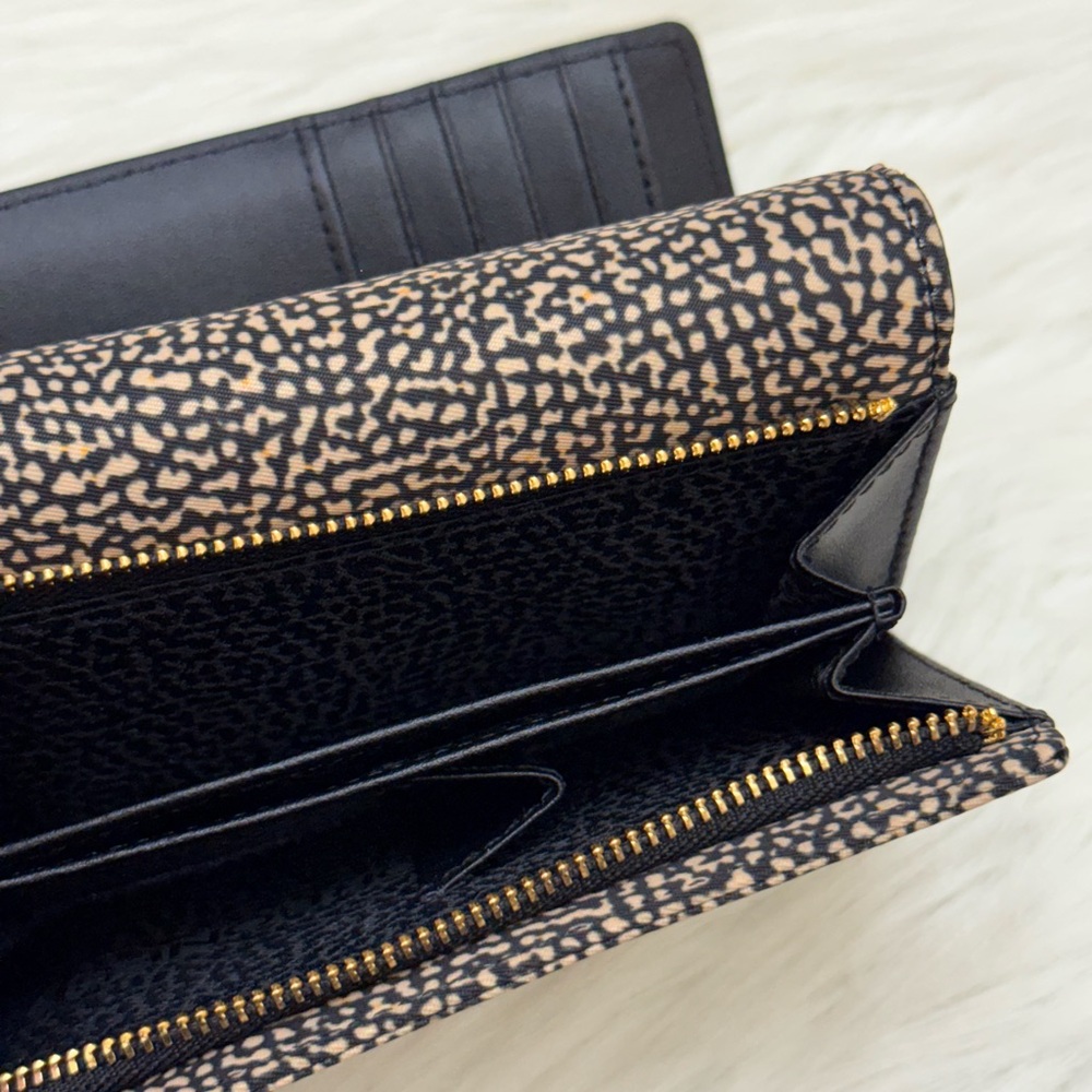 BORBONESE - BLACK TAN NYLON OP NATURALE NERO MEDIUM SIZED TRIFOLD SNAP WALLET - Picture 14 of 16